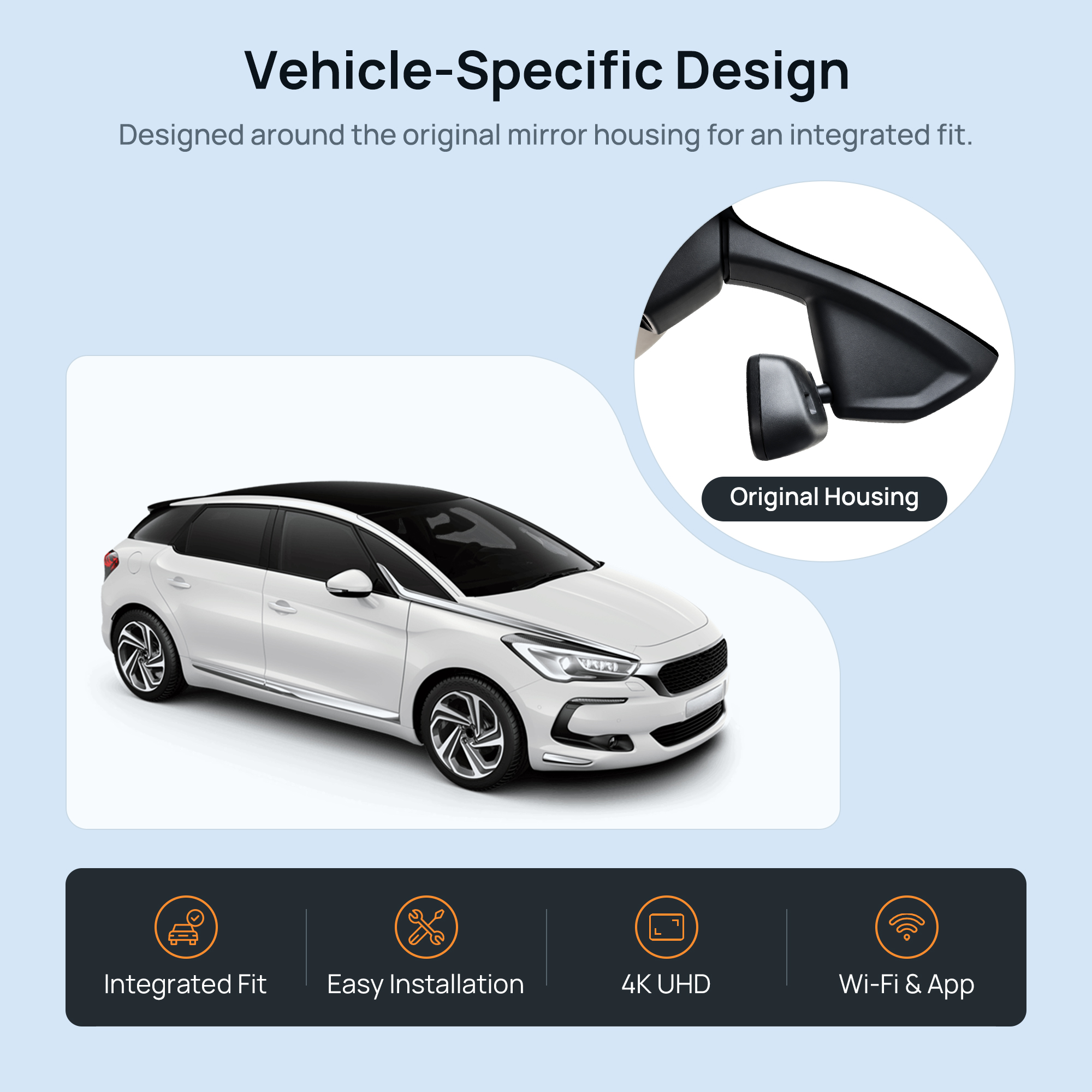 HIDVUE 4K Front Dash Cam for DS 5 2013-2018 2