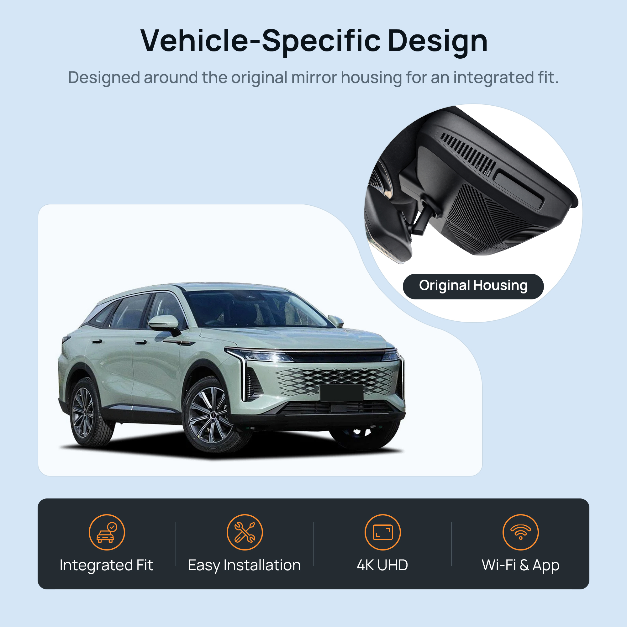 HIDVUE 4K Front + 1080P Rear Dash Cam for EXEED RX PHEV 2023-2026 2